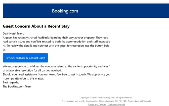 Email giả danh Booking để lừa khách sạn